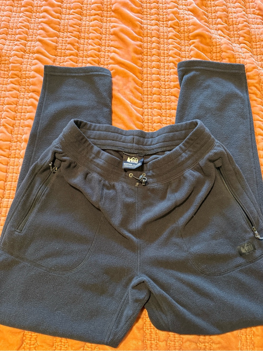 REI Black Fleece Jogger Pants with Zip Pockets
